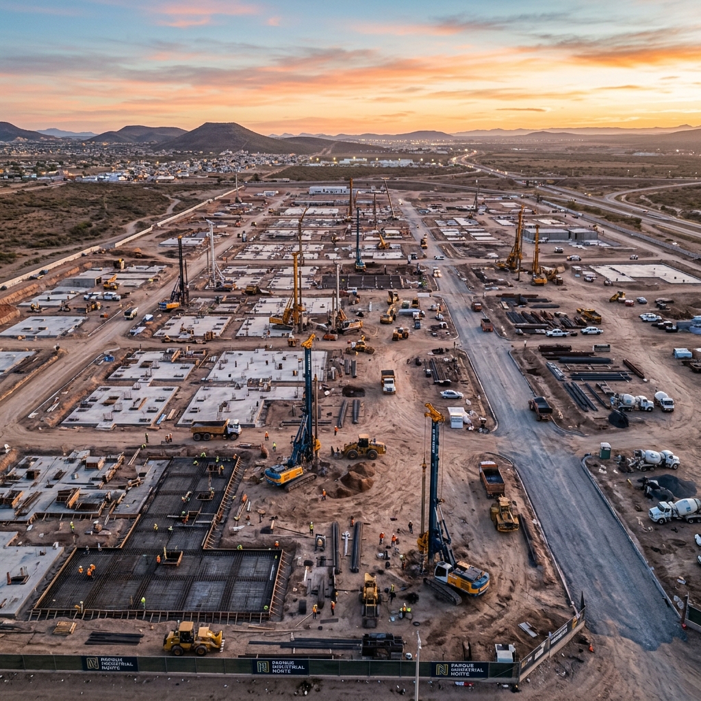 Sitio de construcción con perforadoras TYSIM en operación